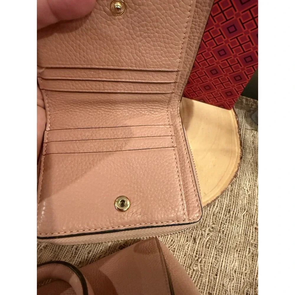Tory Burch Thea‎ Web Small Satchel Bag & Wallet Set Pink Moon 2 Straps 796$